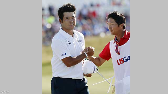世界で有名なゴルフの大会で松山選手が2番になる