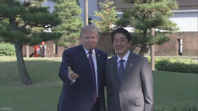 トランプ大統領が日本に来て安倍総理大臣と会って話す
