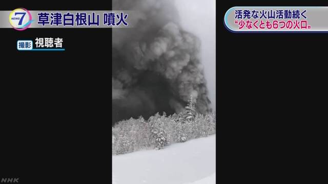 草津白根山 煙や石などが出た噴火口が6つ見つかる