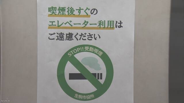 たばこを吸ったあと45分エレベーターに乗ってはいけない