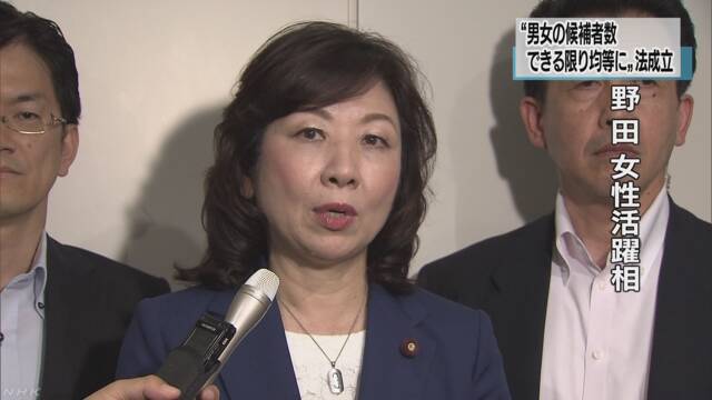 選挙で男性と女性の候補を同じぐらいにする法律ができる