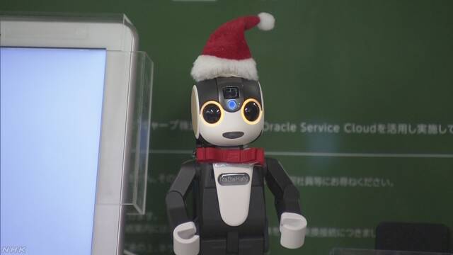 いろいろな国の言葉で話すAIのロボットが駅で案内をする